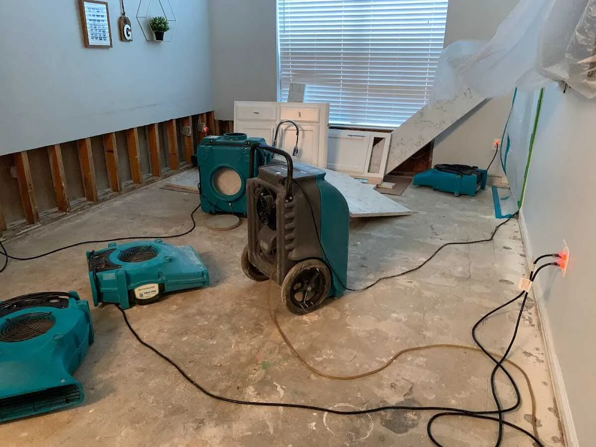 Dehumidifier in flood-cut room for Water Extraction & Removal in Old Orchard Beach