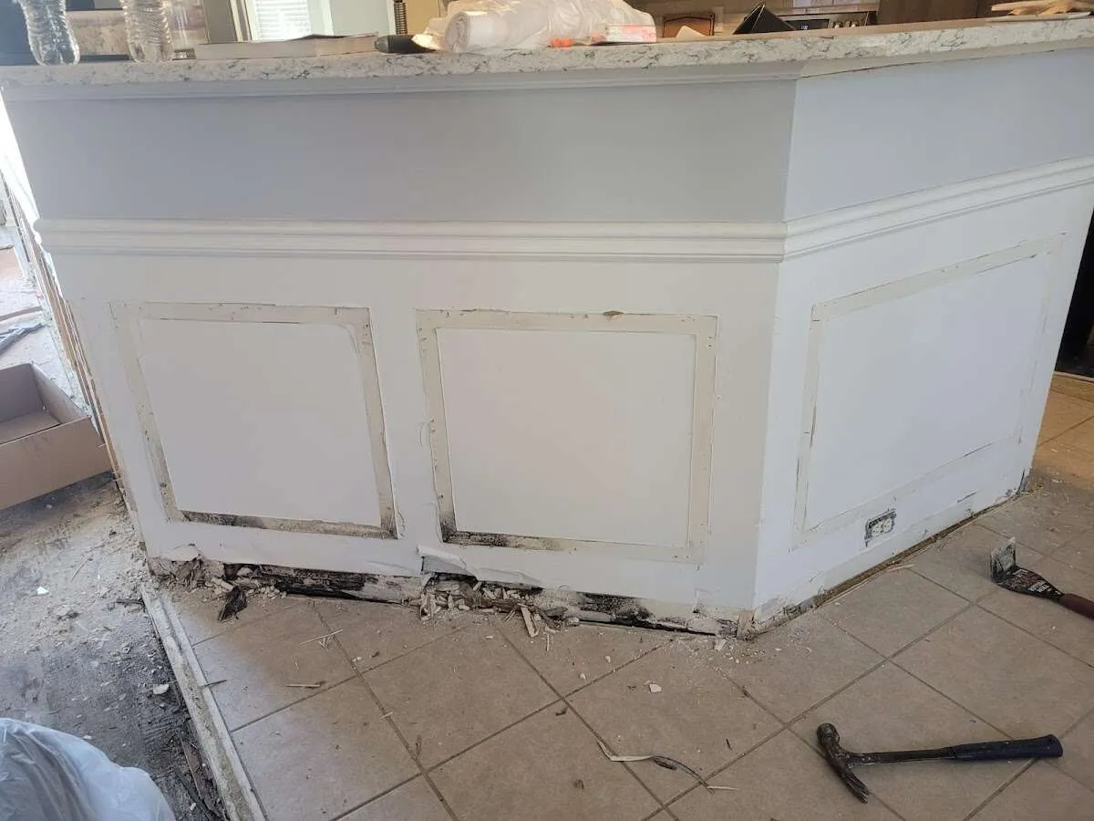 Water damage and mold on kitchen during Burst Pipe Cleanup in Old Orchard Beach